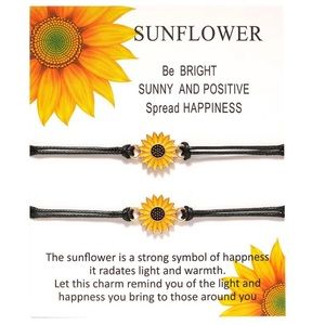 Matching sunflower best friend black bracelets